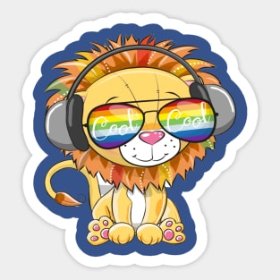 Cool Cartoon Cute Lion with sun glasses Sticker